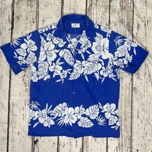 Helena's Vintage Hawaiian Hawaii Floral Button Down Honeymoon Mens Shirt